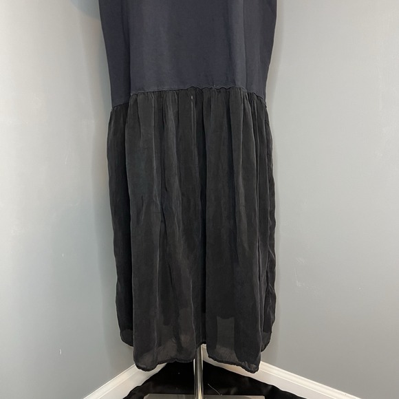 Vintage 80s 90s Johnny Was T-Shirt Dress Maxi Black Floral Embroidery Large - Picture 3 of 11